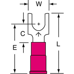 3M - #10 Stud, 22 to 18 AWG Compatible, Partially Insulated, Crimp Connection, Standard Fork Terminal - Best Tool & Supply