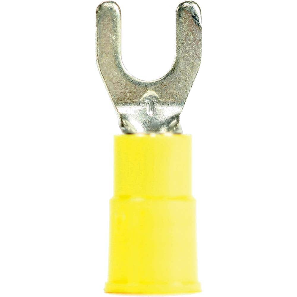 3M - #8 Stud, 12 to 10 AWG Compatible, Partially Insulated, Crimp Connection, Standard Fork Terminal - Best Tool & Supply