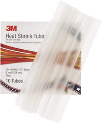 3M - 6" Long, 2:1, Polyolefin Heat Shrink Electrical Tubing - Clear - Best Tool & Supply