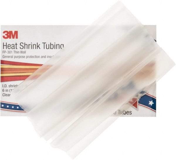 3M - 6" Long, 2:1, Polyolefin Heat Shrink Electrical Tubing - Clear - Best Tool & Supply