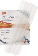 3M - 6" Long, 2:1, Polyolefin Heat Shrink Electrical Tubing - Clear - Best Tool & Supply