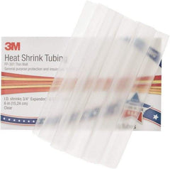 3M - 6" Long, 2:1, Polyolefin Heat Shrink Electrical Tubing - Clear - Best Tool & Supply