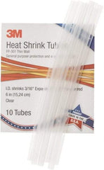 3M - 6" Long, 2:1, Polyolefin Heat Shrink Electrical Tubing - Clear - Best Tool & Supply