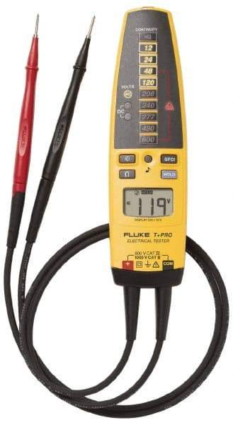 Fluke - 10.2 VAC/VDC to 600 VAC/VDC, Voltage Tester - LCD and LED Display, +/-2% Basic DC Accuracy, AAA Power Supply - Best Tool & Supply