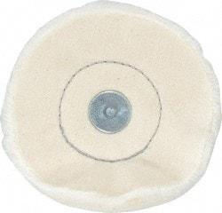 Made in USA - 4" Diam x 1/2" Thick, Loose Sewn Mounted Buffing Wheel - 40 Ply, 1/4" Shank Diam - Best Tool & Supply