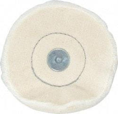 Made in USA - 4" Diam x 1/2" Thick, Loose Sewn Mounted Buffing Wheel - 40 Ply, 1/4" Shank Diam - Best Tool & Supply