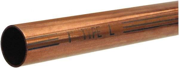 Mueller Industries - 2' Long, 5/8" OD x 1/2" ID, Grade C12200 Copper Water (L) Tube - 0.04" Wall Thickness, 0.285 Ft/Lb - Best Tool & Supply