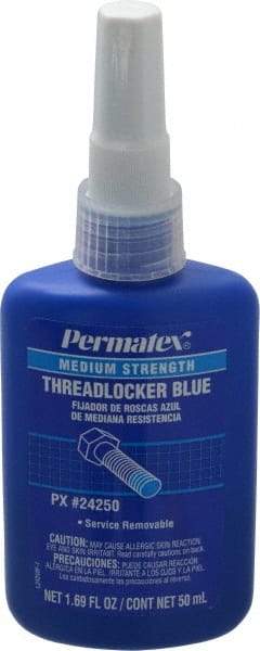 Permatex - 50 mL Bottle, Blue, Medium Strength Liquid Threadlocker - Series 242, 24 hr Full Cure Time, Hand Tool Removal - Best Tool & Supply