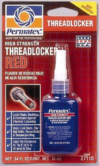 Permatex - 10 mL Bottle, Red, High Strength Liquid Threadlocker - Series 271, 24 hr Full Cure Time, Hand Tool, Heat Removal - Best Tool & Supply