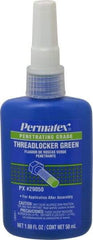 Permatex - 50 mL Bottle, Green, Liquid Medium Strength Threadlocker - Series 290, 24 hr Full Cure Time, Hand Tool, Heat Removal - Best Tool & Supply