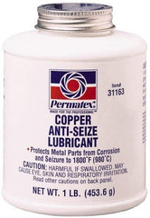 Permatex - 16 oz Bottle High Temperature Anti-Seize Lubricant - Copper, -30 to 1,800°F, Copper Colored, Water Resistant - Best Tool & Supply