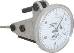 Fowler - 0.06 Inch Range, 0.0005 Inch Dial Graduation, Vertical Dial Test Indicator - 1-1/2 Inch White Dial, 0-15-0 Dial Reading - Best Tool & Supply