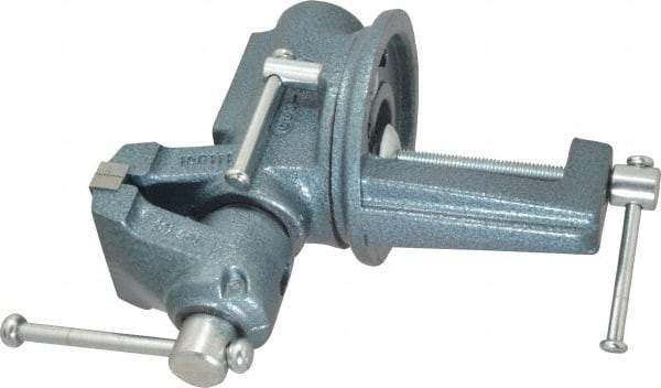 Wilton - 2-1/2" Jaw Width, 2-1/8" Opening Capacity, 1-3/4" Throat Depth, Steel Swivel Bench Vise - Clamp-On Base Attachment, 10.1" Long x 10.2" Wide x 5-2/5" High - Best Tool & Supply