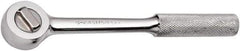 SK - 3/8" Drive Round Head Ratchet - Full Polish Chrome Finish, 7-3/4" OAL, 60 Gear Teeth, Full Polished Knurled Handle, Reversible Head - Best Tool & Supply