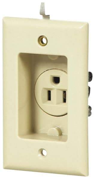 Cooper Wiring Devices - 125 VAC, 15 Amp, 5-15R NEMA Configuration, White, Specification Grade, Self Grounding Single Receptacle - 1 Phase, 2 Poles, 3 Wire, Tamper Resistant - Best Tool & Supply