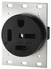 Cooper Wiring Devices - 250 VAC, 50 Amp, 15-50R NEMA Configuration, Black, Industrial Grade, Self Grounding Single Receptacle - 1 Phase, 3 Poles, 4 Wire, Flush Mount - Best Tool & Supply