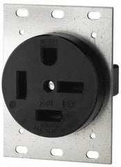 Cooper Wiring Devices - 250 VAC, 60 Amp, 15-60R NEMA Configuration, Black, Industrial Grade, Self Grounding Single Receptacle - 1 Phase, 3 Poles, 4 Wire, Flush Mount - Best Tool & Supply