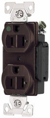 Cooper Wiring Devices - 125 VAC, 20 Amp, 5-20R NEMA Configuration, Brown, Hospital Grade, Self Grounding Duplex Receptacle - 1 Phase, 2 Poles, 3 Wire, Flush Mount, Antimicrobial, Chemical and Impact Resistant - Best Tool & Supply