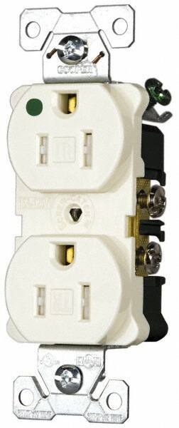 Cooper Wiring Devices - 125 VAC, 15 Amp, 5-15R NEMA Configuration, Brown, Hospital Grade, Self Grounding Duplex Receptacle - 1 Phase, 2 Poles, 3 Wire, Flush Mount, Tamper Resistant - Best Tool & Supply