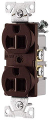 Cooper Wiring Devices - 125 VAC, 15 Amp, 5-15R NEMA Configuration, Brown, Specification Grade, Self Grounding Duplex Receptacle - 1 Phase, 2 Poles, 3 Wire, Flush Mount, Tamper Resistant - Best Tool & Supply