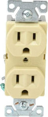 Cooper Wiring Devices - 125 VAC, 15 Amp, 5-15R NEMA Configuration, Ivory, Specification Grade, Self Grounding Duplex Receptacle - 1 Phase, 2 Poles, 3 Wire, Flush Mount, Tamper Resistant - Best Tool & Supply