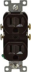 Cooper Wiring Devices - 125 VAC, 15 Amp, 5-15R NEMA Configuration, Brown, Specification Grade, Self Grounding Duplex Receptacle - 1 Phase, 2 Poles, 3 Wire, Flush Mount, Tamper Resistant - Best Tool & Supply