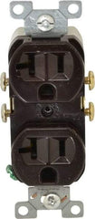 Cooper Wiring Devices - 125 VAC, 20 Amp, 5-20R NEMA Configuration, Brown, Specification Grade, Self Grounding Duplex Receptacle - 1 Phase, 2 Poles, 3 Wire, Flush Mount, Tamper Resistant - Best Tool & Supply