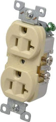 Cooper Wiring Devices - 125 VAC, 20 Amp, 5-20R NEMA Configuration, Ivory, Specification Grade, Self Grounding Duplex Receptacle - 1 Phase, 2 Poles, 3 Wire, Flush Mount, Tamper Resistant - Best Tool & Supply