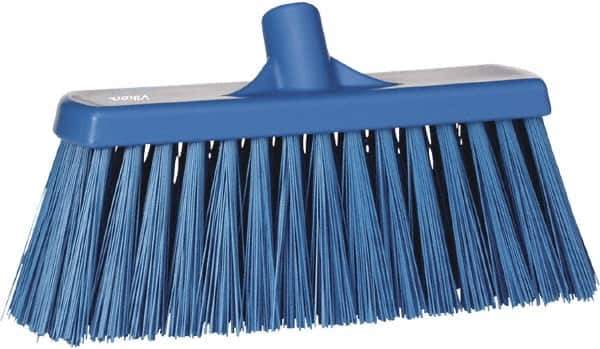 Vikan - 12" Heavy Duty Synthetic Push Broom - 4" Bristle Length, Plastic Block, European Threaded Handle Connection - Best Tool & Supply