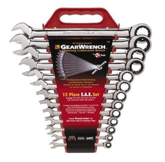 GearWrench - 13 Piece, 1/4" to 1", Combination Wrench Set - Inch Measurement Standard, Chrome Finish, Comes in Plastic Rack - Best Tool & Supply