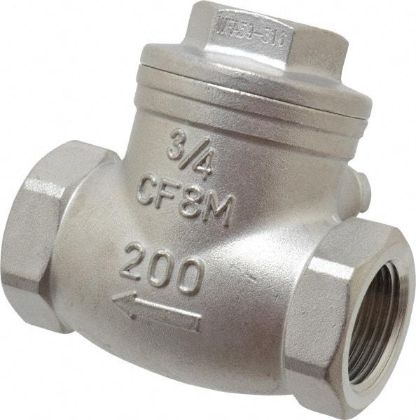 Sharpe Valves - 3/4" Stainless Steel Check Valve - FNPT x FNPT, 200 WOG - Best Tool & Supply