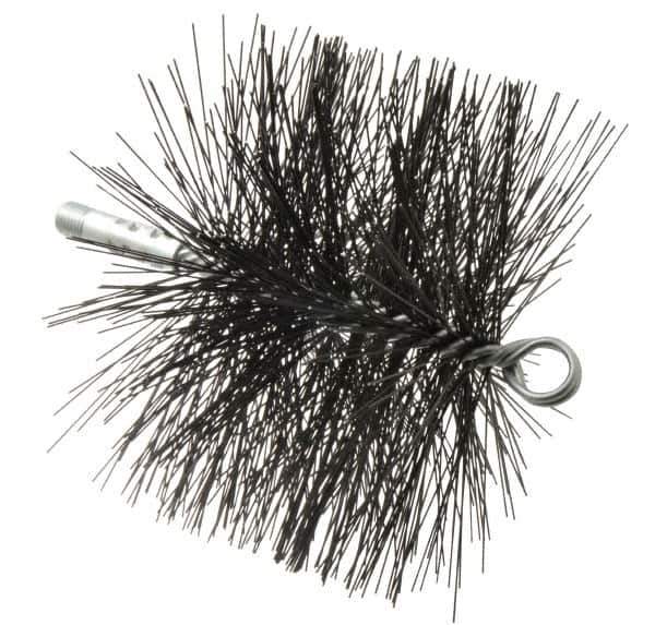 Schaefer Brush - 4-1/2" Brush Length, 7" Diam, Double Stem, Double Spiral Tube Brush - 7-1/2" Long, Tempered Steel Wire, 1/4" NPT Male Connection - Best Tool & Supply