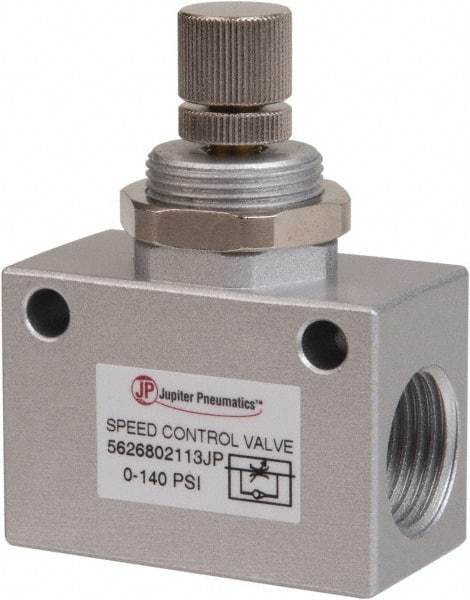 PRO-SOURCE - 1/2" NPT Inline Speed Control Valve - 0 to 140.78 psi & Aluminum Alloy Material - Best Tool & Supply