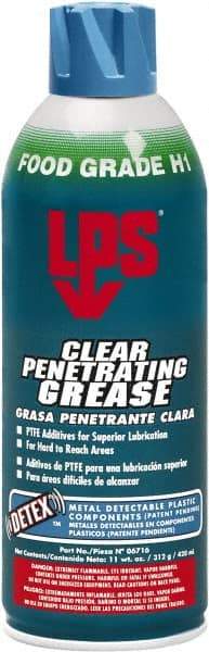 LPS - 11 oz Aerosol w/ PTFE Penetrating Grease - Clear, Food Grade, 400°F Max Temp, - Best Tool & Supply