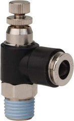 PRO-SOURCE - 1/4" NPT x 5/16" Tube OD Right Angle Flow Control Valve - 0 to 113.76 psi & Techno Polymer, Brass, Steel Material - Best Tool & Supply