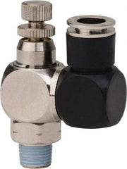 Value Collection - 1/8" Male NPT x 5/16" Tube OD Flow Control Offset Inline Valve - 0 to 113.76 psi & Techno Polymer, Brass, Steel Material - Best Tool & Supply