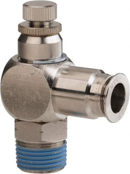 PRO-SOURCE - 3/8" Male NPT x 3/8" Tube OD Tamper Resistant Valve - 0 to 113.76 psi & Nickel Plated Brass Material - Best Tool & Supply