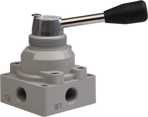 Value Collection - 3/8" NPT Manual Mechanical Valve - 4-Way, 2 Position with L Cock Device, 0.976 CV Rate & 127.98 Max psi - Best Tool & Supply