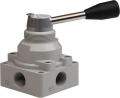 Value Collection - 1/2" NPT Manual Mechanical Valve - 4-Way, 3 Position with L Cock Device, 0.976 CV Rate & 127.98 Max psi - Best Tool & Supply