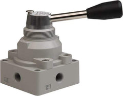 Value Collection - 1/4" NPT Manual Mechanical Valve - 4-Way, 3 Position with L Cock Device, 0.976 CV Rate & 127.98 Max psi - Best Tool & Supply