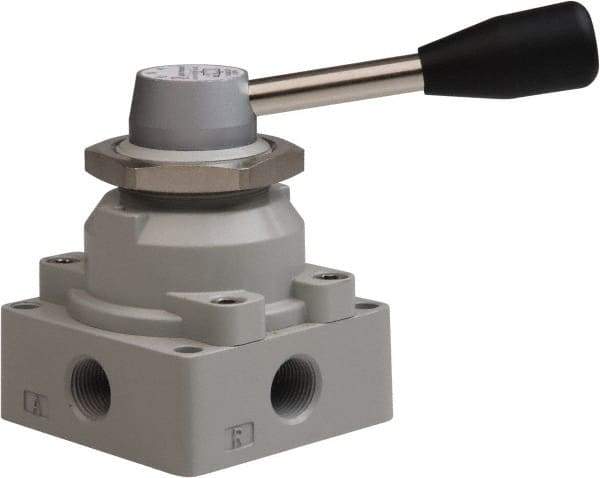 Value Collection - 3/8" NPT Manual Mechanical Valve - 4-Way, 3 Position with I Panel Nut, 0.976 CV Rate & 127.98 Max psi - Best Tool & Supply