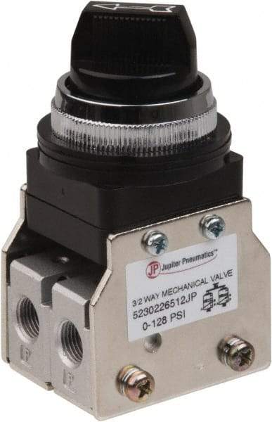 Value Collection - 1/8" NPT Mechanically Operated Air Valve - 3 Way, 2 Position, Two Stack Selector/Manual, 0.76 CV Rate & 127.98 Max psi - Best Tool & Supply