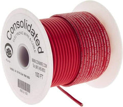 Made in USA - 16 AWG, 26 Strand, 100' OAL, Tinned Copper Hook Up Wire - Red PVC Jacket, 0.117" Diam - Best Tool & Supply