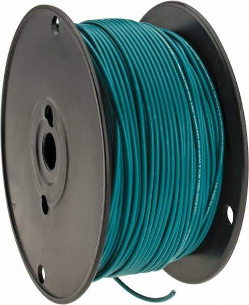 Made in USA - 18 AWG, 16 Strand, 500' OAL, Tinned Copper Hook Up Wire - Green PVC Jacket, 0.106" Diam - Best Tool & Supply