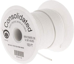 Made in USA - 18 AWG, 16 Strand, 100' OAL, Tinned Copper Hook Up Wire - White PVC Jacket, 0.106" Diam - Best Tool & Supply