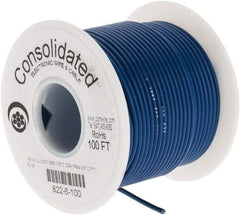 Made in USA - 18 AWG, 16 Strand, 100' OAL, Tinned Copper Hook Up Wire - Blue PVC Jacket, 0.08" Diam - Best Tool & Supply