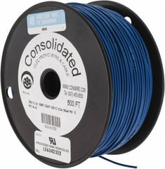 Made in USA - 20 AWG, 10 Strand, 500' OAL, Tinned Copper Hook Up Wire - Blue PVC Jacket, 0.07" Diam - Best Tool & Supply