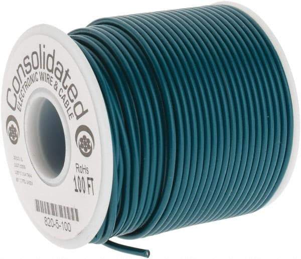 Made in USA - 20 AWG, 10 Strand, 100' OAL, Tinned Copper Hook Up Wire - Green PVC Jacket, 0.07" Diam - Best Tool & Supply