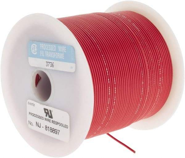 Made in USA - 22 AWG, 7 Strand, 500' OAL, Tinned Copper Hook Up Wire - Red PVC Jacket, 0.062" Diam - Best Tool & Supply