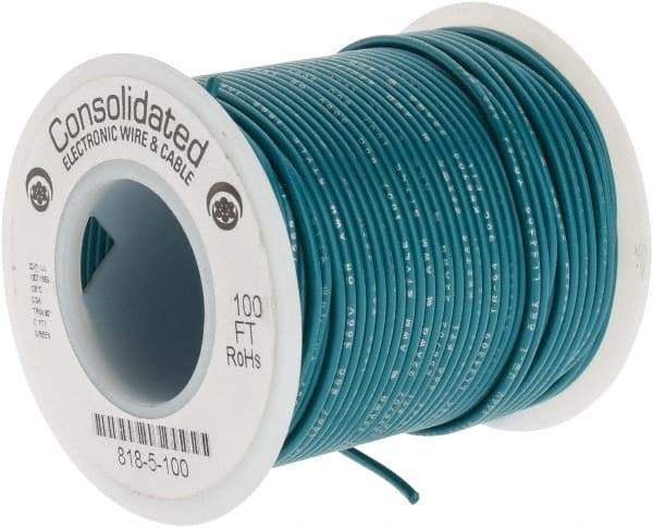 Made in USA - 22 AWG, 7 Strand, 100' OAL, Tinned Copper Hook Up Wire - Green PVC Jacket, 0.062" Diam - Best Tool & Supply